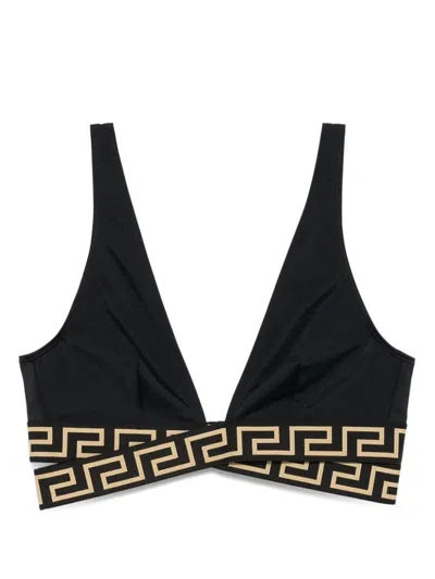 VERSACE VERSACE GRECA TRIANGLE BIKINI TOP