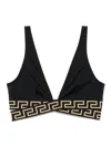 Versace Bikini Top With Greca Bands In Black