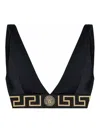 Versace Women Bikini Top With Logo Band In Black