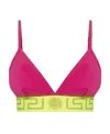 Versace Pink & Green Greca Border Bra In Pink