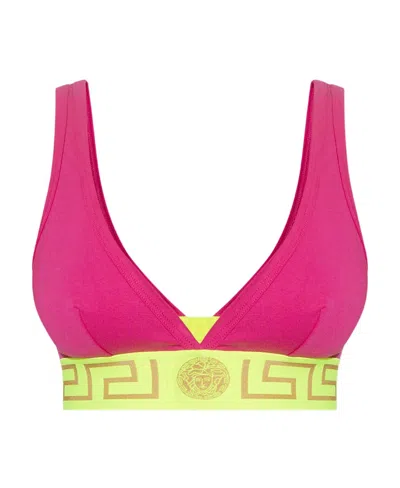 Versace Greca-print Bra In Pink