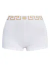 Versace Icon High-rise Greca Border Boyshorts In White