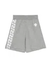 Versace Greca-print Cotton Shorts In Grey