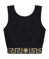 Versace Greca Border Cropped Tank Top In Black