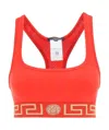 Versace Greca-print Cropped Top In Red