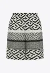 Versace La Greca Monogram Print Cotton Blend Shorts In Monochrome