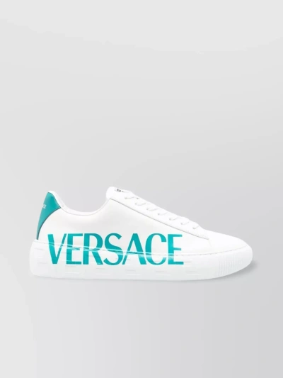 Versace Greca Print Low-top Sneakers In White