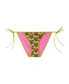 Versace Greca-print Side-tie Bikini Bottoms In Pink