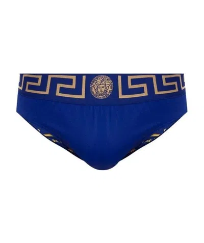 Versace Greca-print Swimming Trunks In Nude
