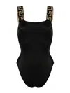 Versace Black One-piece Swimsuit With Greca Detail In Stretch Polyamide Woman In Black