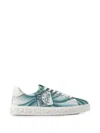 Versace Greca Printed Canvas Sneakers In Blue