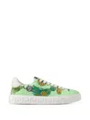 Versace Greca Printed Canvas Sneakers In Green