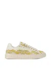 Versace Greca Printed Silk-twill Trainers In Neutral