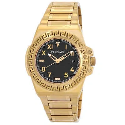 Pre-owned Versace Greca Quartz Black Dial Men's Watch Ve3i00723