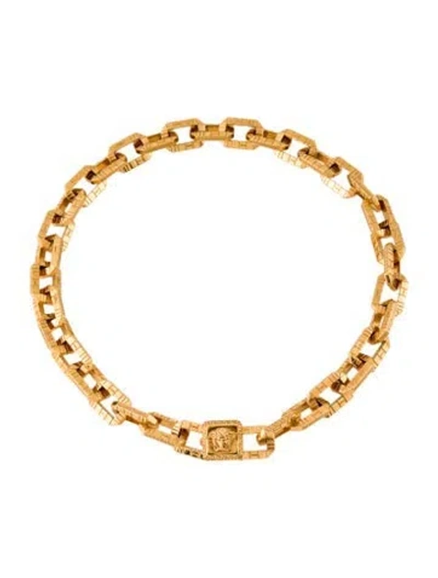 Pre-owned Versace Greca Quilting Chain Necklace, 19" In Multi