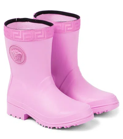 Versace Kids' Medusa-embossed Wellies In Pink