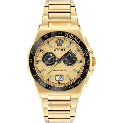 Versace Greca Reaction 43mm Watch In Gold