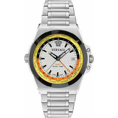 Versace Montre Greca Reaction Gmt In Silver