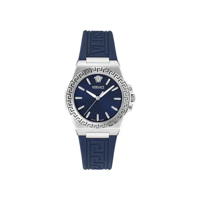Pre-owned Versace Greca Reaction Silicone Watch 'stainless Steel' | Silver | Women's Size Onesize
