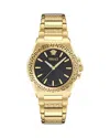 Versace Greca Reaction Watch, 38mm In Black/gold