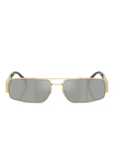 Versace Greca Rectangle Sunglasses In Gold