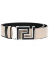 Versace Reversible Greca Leather Belt In Neutrals