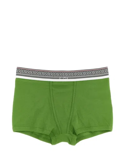 Versace Greca Waistband Boxers In Green