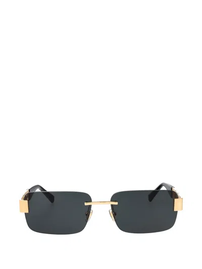 Versace Greca Rimless Rectangle-frame Sunglasses In Schwarz