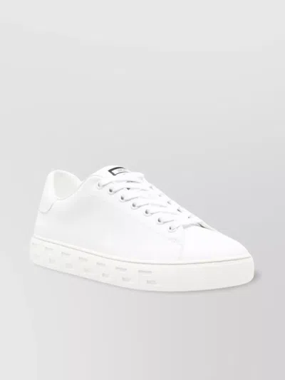Versace Greca Round Toe Low-top Sneakers In White