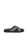Versace Greca Sandals In Black
