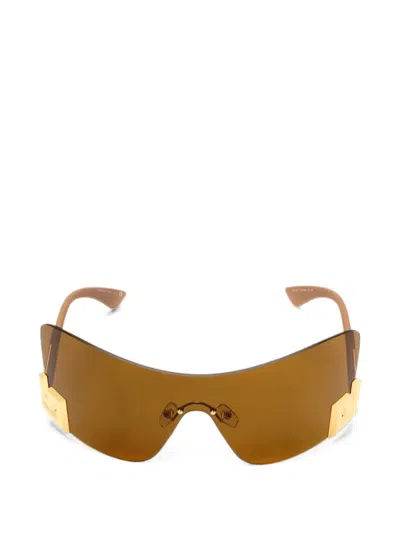Versace Greca Shield Sunglasses In Brown