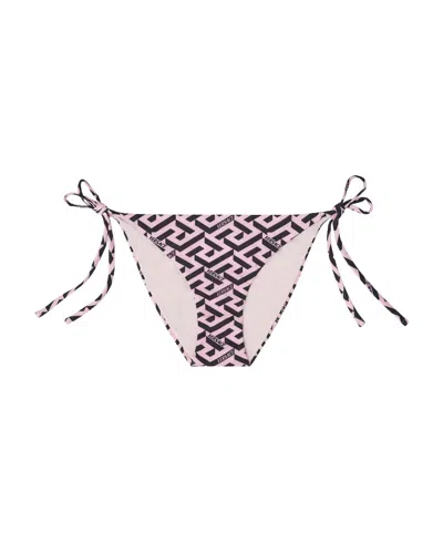 Versace Greca Signature-print Bikini Bottoms In Neutral