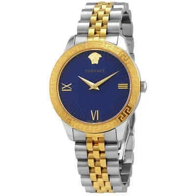 Pre-owned Versace Greca Signature Quartz Blue Dial Ladies Watch Vevc00719