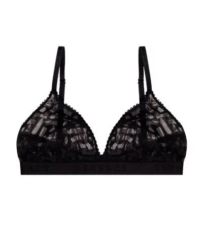 Versace Greca Signature Tulle Bralette In Black