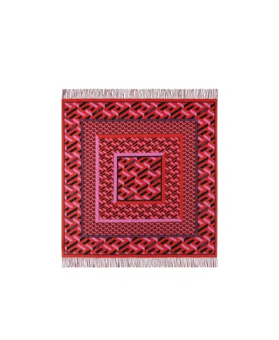 Versace Greca Signature Wool Cashmere Quilt In Red