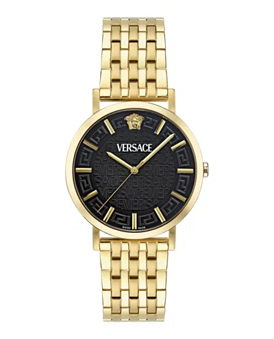 Versace Greca Slim 40mm In Gold Black