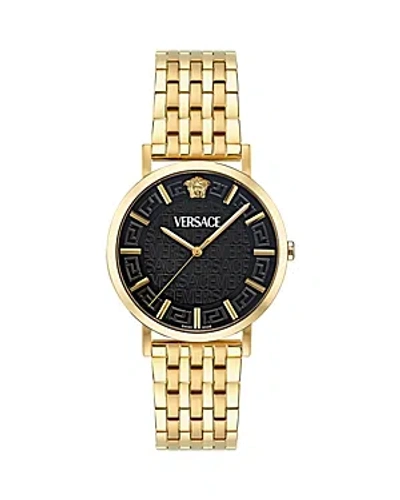 Versace Men's Greca Slim Ip Yellow Gold-plated Stainless Steel Bracelet Watch/40mm In Black