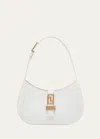 Versace Greca Small Leather Hobo Bag In Optic White Versa