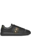 Versace Studded Greca Low-top Sneakers In Black