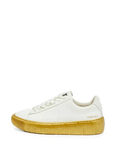 Pre-owned Versace Greca Sneakers In White