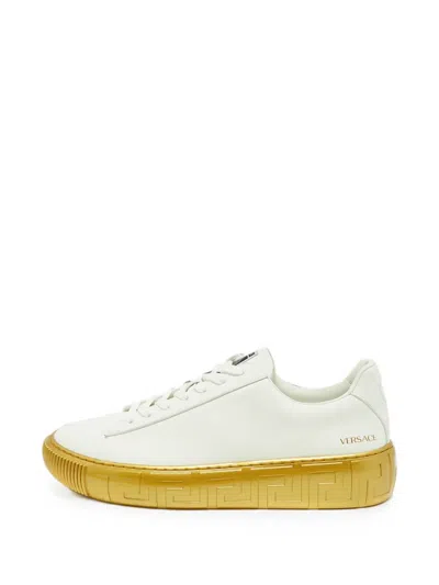Pre-owned Versace Greca Sneakers In White