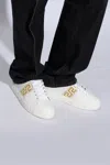 Versace Leather Sneakers Greca Embroidered Detail Gold Accents In White