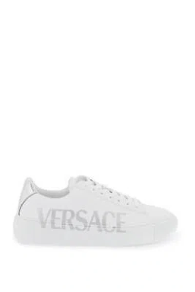 Pre-owned Versace 'greca' Sneakers With Logo In White