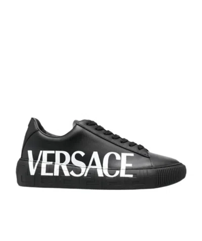 Versace Greca-sole Logo Sneakers In Black