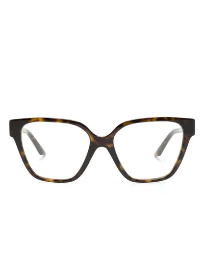 Versace Greca Square-frame Glasses In Braun