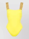 Versace Yellow One-piece Swimsuit With Greca Motif On The Straps In Polyamide Woman
