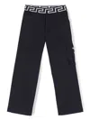 Versace Greca-waistband Cargo Trousers In Blue