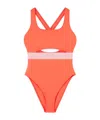 Versace Greca-strap Cut-out Swimsuit In Orange