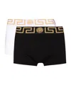 Versace Pack Of Two Boxer Shorts With Greek Motif In Black