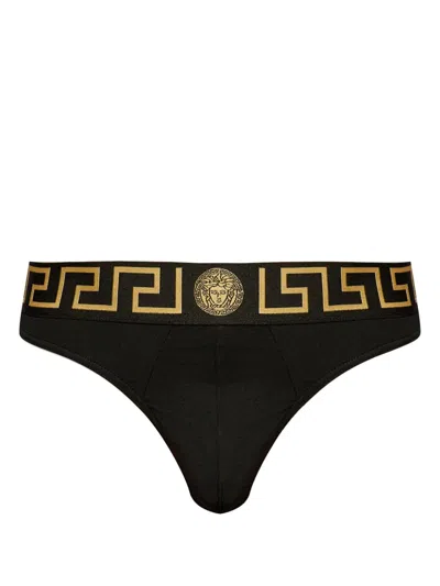 VERSACE GRECA STRETCH-COTTON BRIEFS